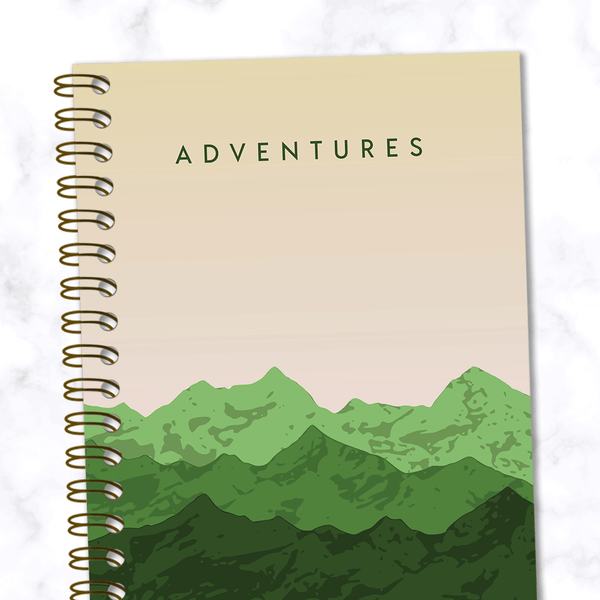 Adventures-Mountain-Range-Travel Notebook_Front Cover Close Up View