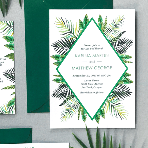 Invitation - The Callisto Suite - Tropical Palm Leaves Wedding Invitation Suite