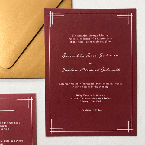 Invitation - The Titania Suite - Classic Lined Border Wedding Invitation Suite by Wonderment Paper Co