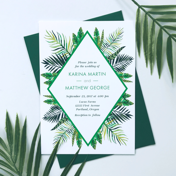 Invitation - The Callisto Suite - Tropical Palm Leaves Wedding Invitation Suite