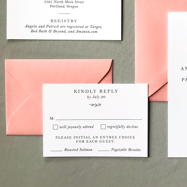 RSVP Card - The Ophelia Suite - Minimal Floral Monogram Wedding Invitation Collection