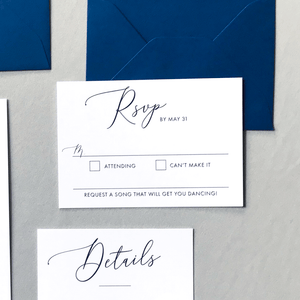 RSVP Card and Envelope - The Cressida Suite - Minimal Large Script Wedding Collection