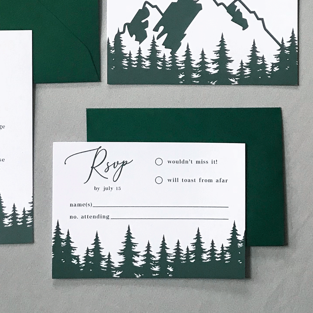 RSVP Card - The Aurora Suite - Mountains in the Woods Wedding Theme