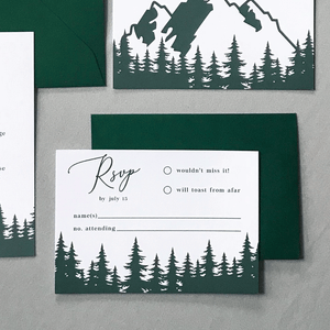 RSVP Card - The Aurora Suite - Mountains in the Woods Wedding Theme