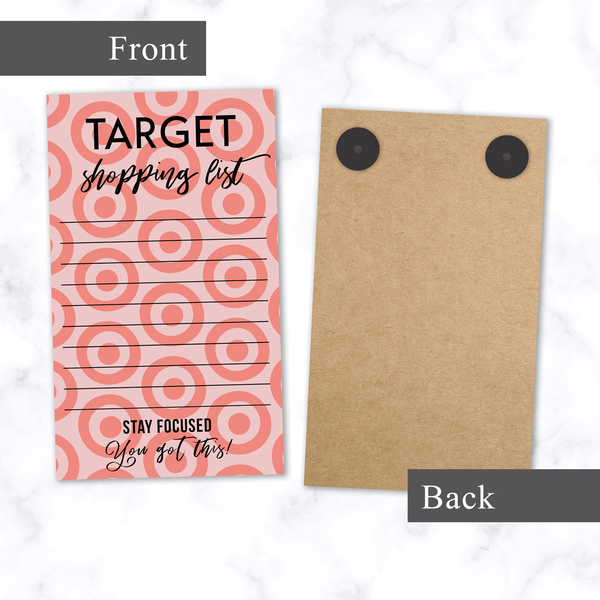 Target Shopping List Notepad Front and Back View - Magnetic Back