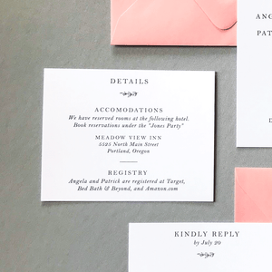 Wedding Details Insert Card - The Ophelia Suite - Minimal Floral Monogram Wedding Invitation Collection