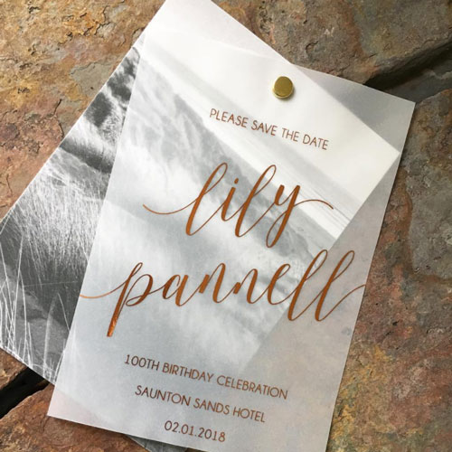 Copper Foil on Vellum Invitation by Lily and Jack Paper Studio
