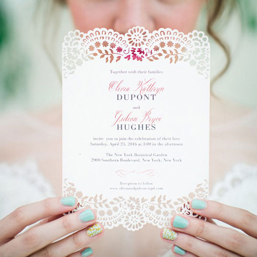 Floral Laser Cut Wedding Invitation by Wedding Paper Divas