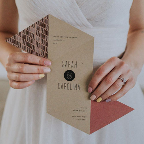 Folding Geometric Wedding Invitation by Cheer Up Letterpress