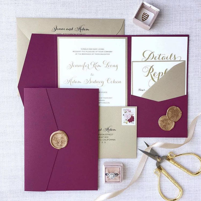 Full Wedding Invitation Suite with Pocket Envelope by Rebecca Green Design