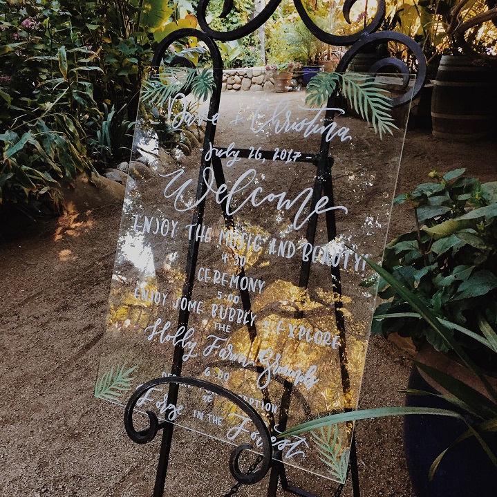 Hand Drawn Acrylic Wedding Sign by Louie and Lefty