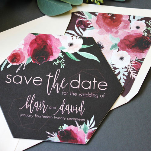 Hexagon Shape Save the Date Card by Funky Olive