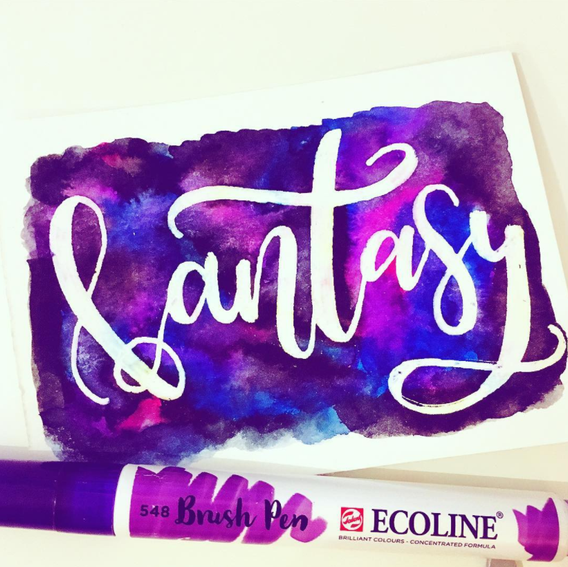 Fantasy Lettering with Brush Pens and Masking by Laurasdoodles