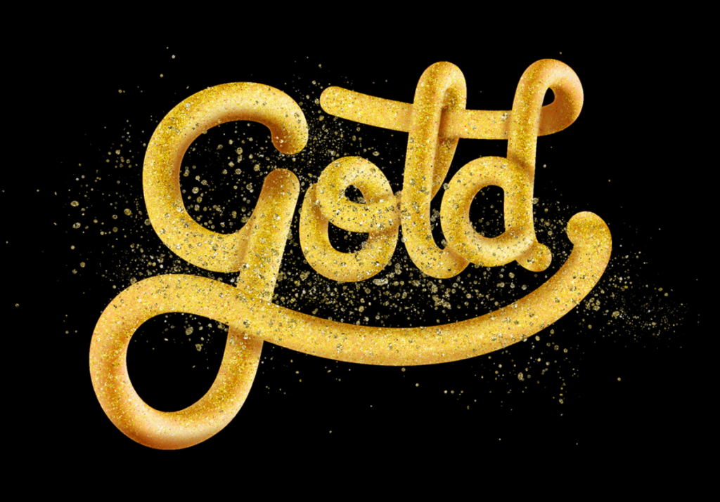 Gold Digital 3D Lettering illustration by Brad Flaherty