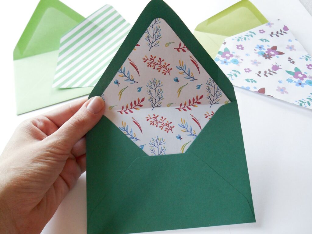 Completed DIY Envelope Liner - How to Make Your Own Lined Envelopes